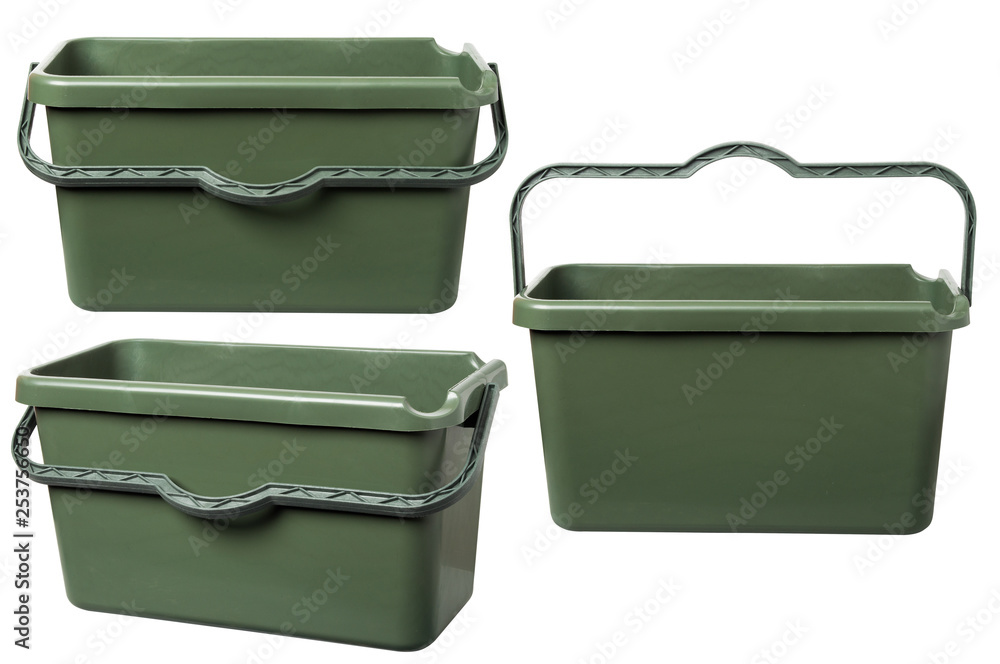 rectangular plastic bucket on white background rectangular plastic bucket on white background