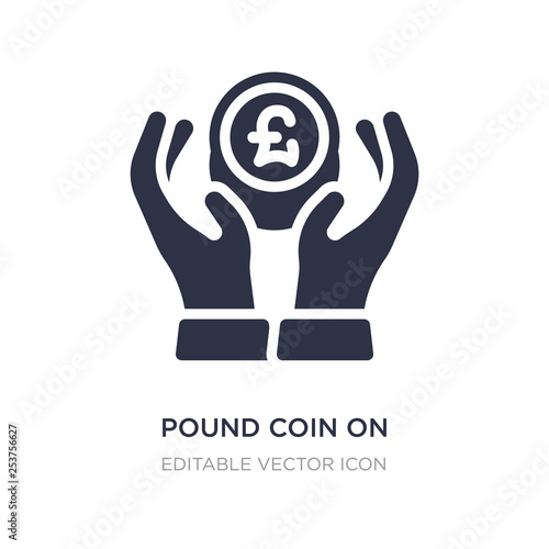 pound coin on hands icon on white background. Simple element illustration from Business concept.