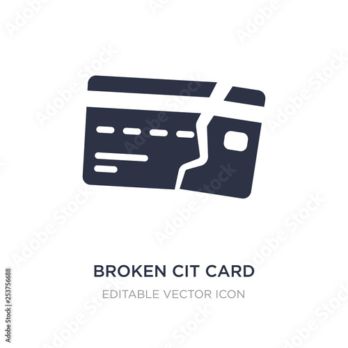 broken cit card icon on white background. Simple element illustration from Business concept.