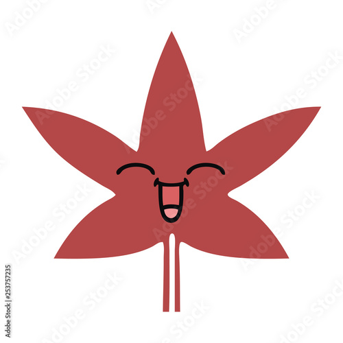 flat color retro cartoon autumnal leaf