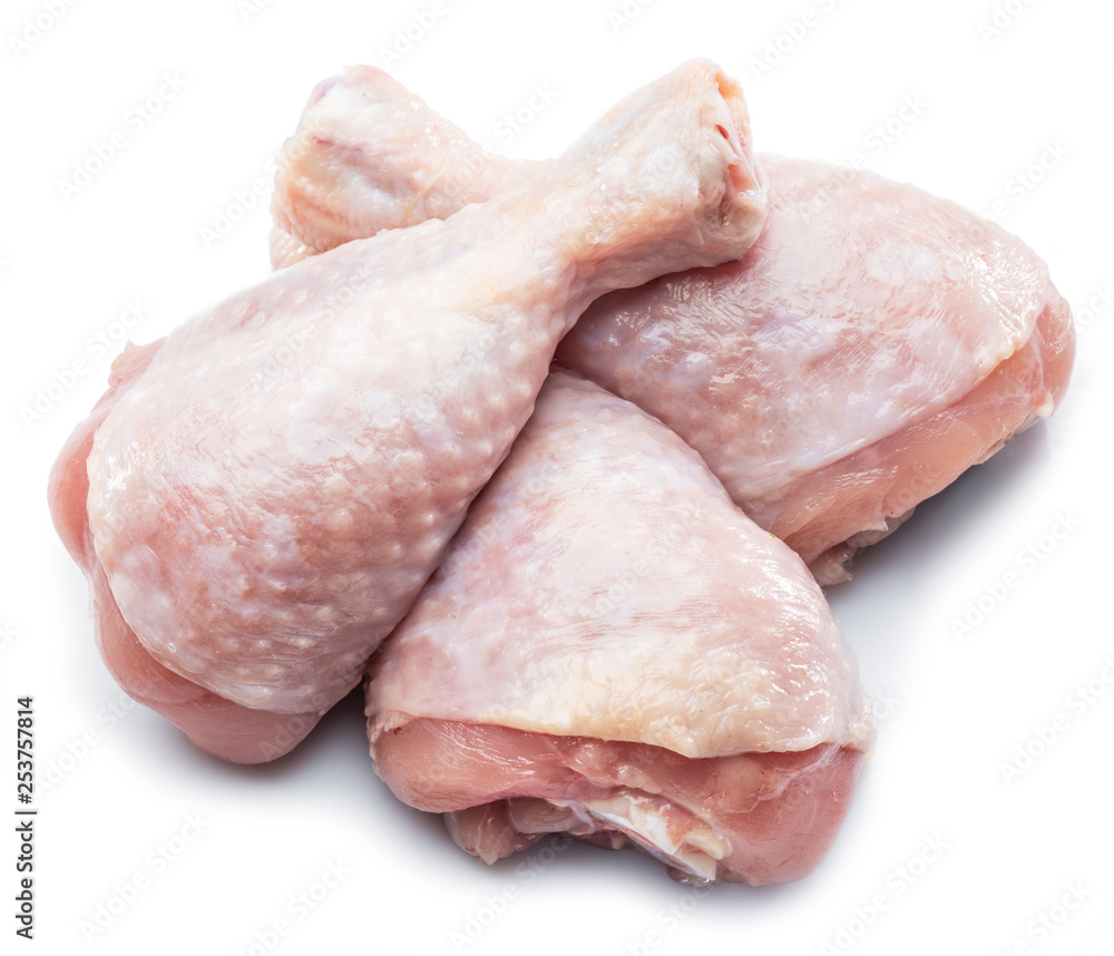 Raw chicken legs isolated on white background. Raw chicken legs isolated on white background.