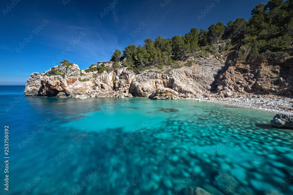 The Bay of Cala Deia in Mallorca, Spain