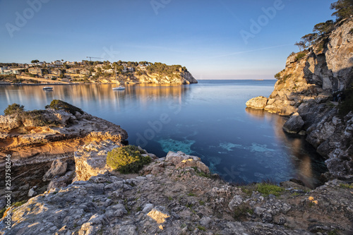 Bay of Portals Vells in Mallorca, Spain at Sunset