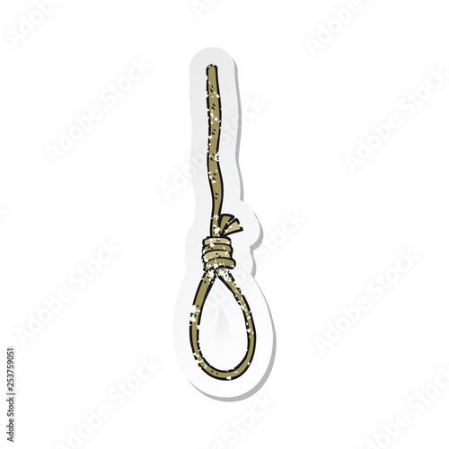 retro distressed sticker of a cartoon hangmans noose
