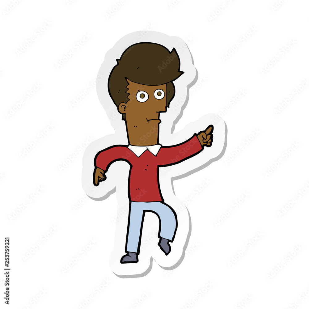 sticker of a cartoon man pointing sticker of a cartoon man pointing