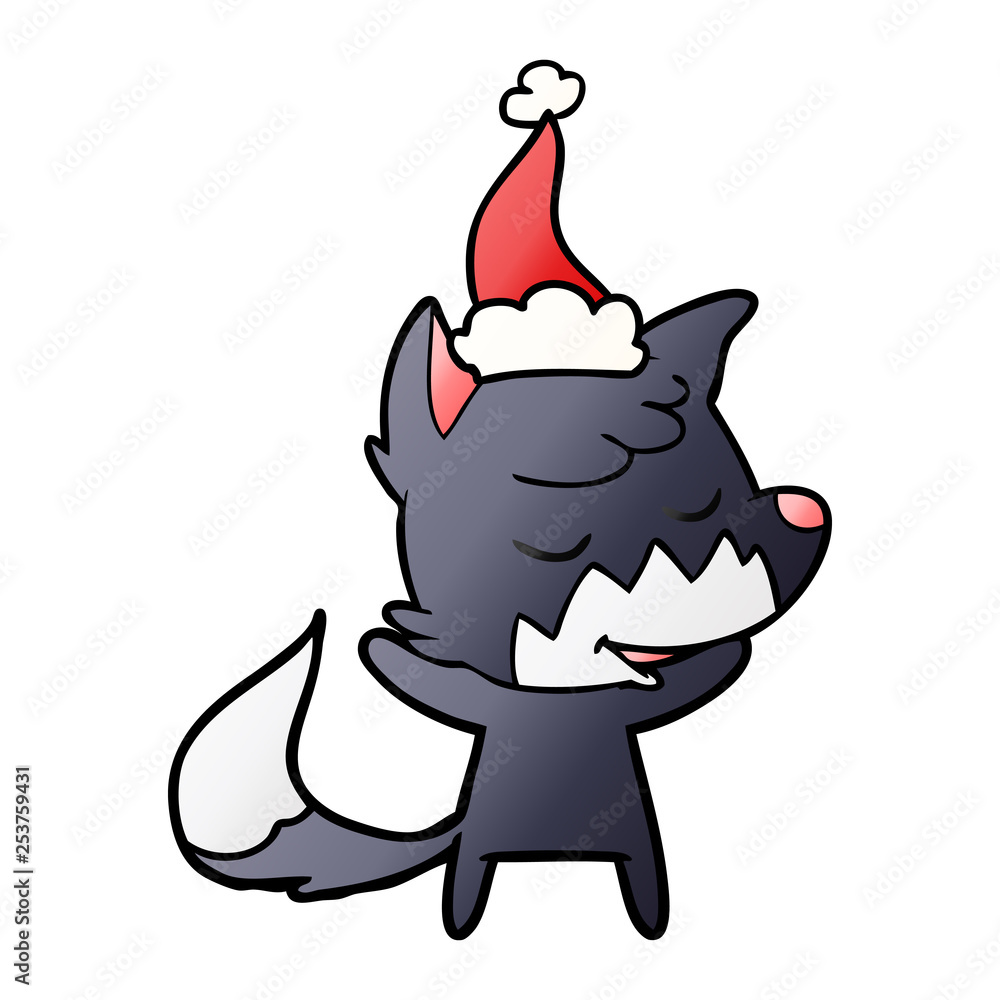 friendly gradient cartoon of a fox wearing santa hat friendly gradient cartoon of a fox wearing santa hat