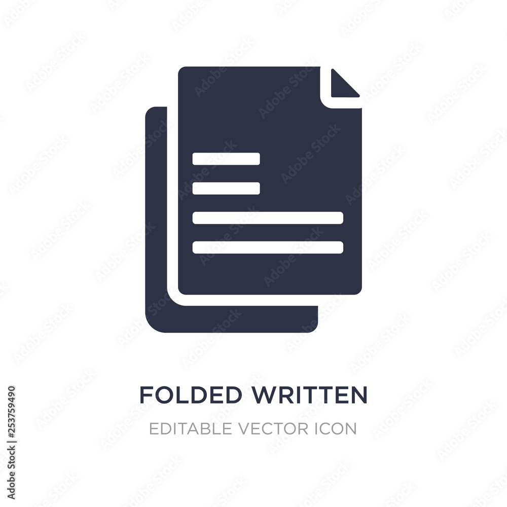 folded written paper icon on white background. Simple element illustration from Education concept. folded written paper icon on white background. Simple element illustration from Education concept.