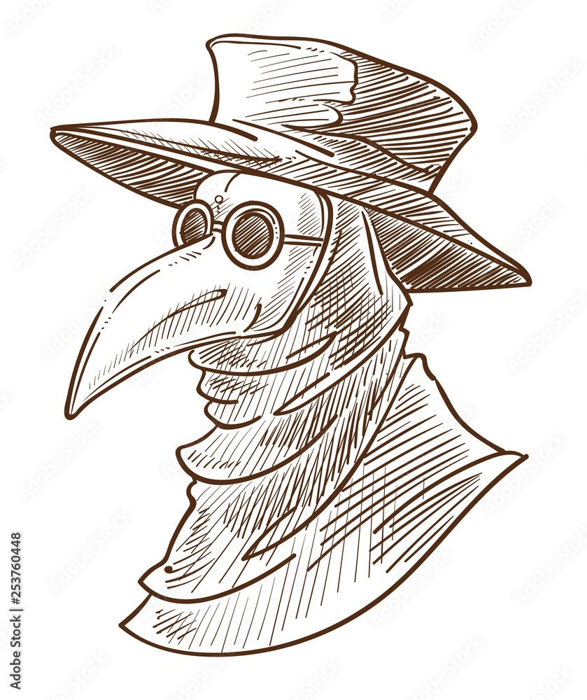 Plague doctor mask Medieval symbol isolated sketch Stock Vector | Stock