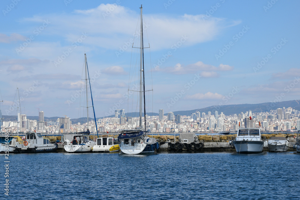Yachts and boats in marina of İstanbul, Big Island