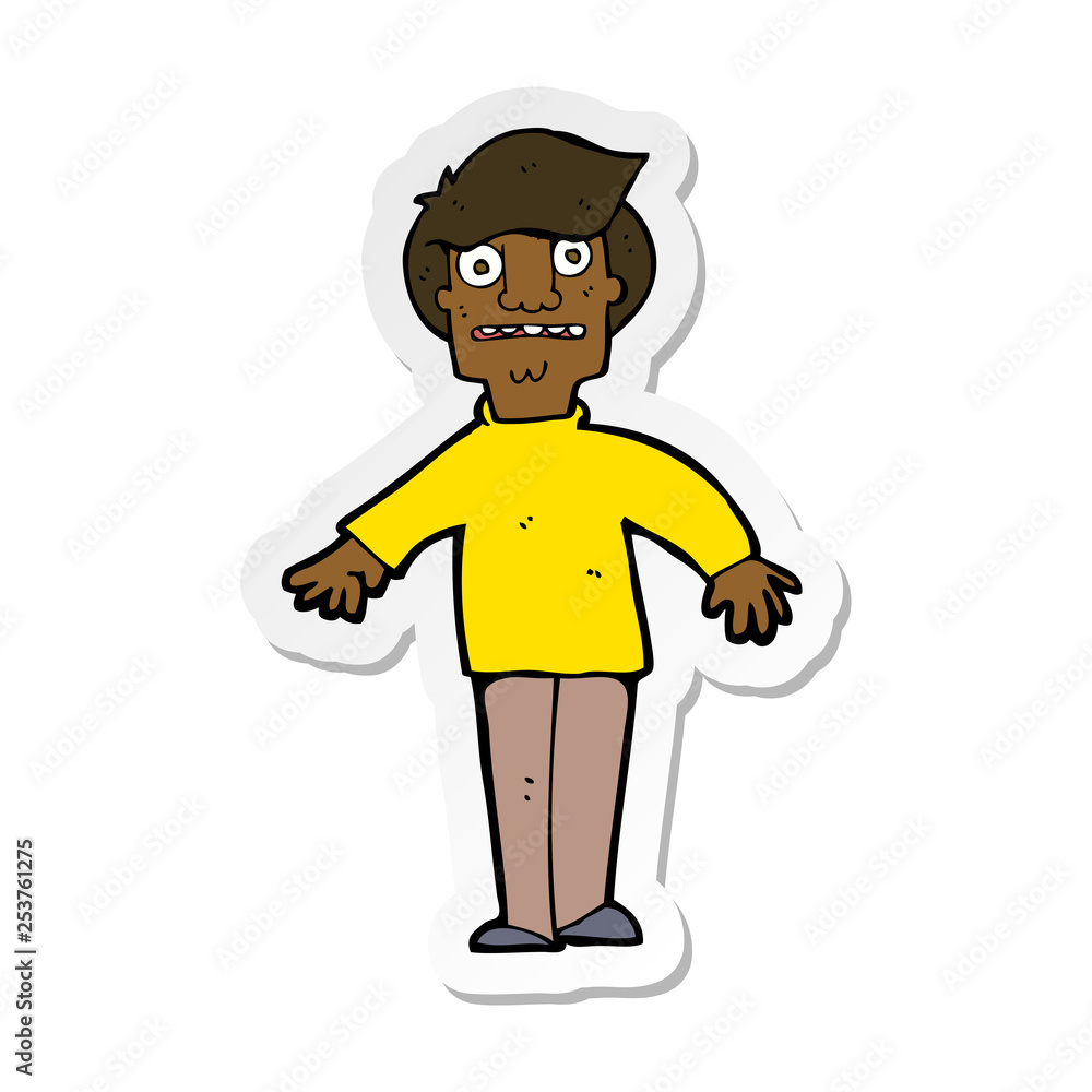 sticker of a cartoon shocked man sticker of a cartoon shocked man