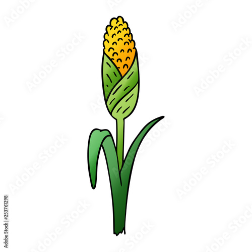 gradient cartoon doodle of fresh corn on the cob