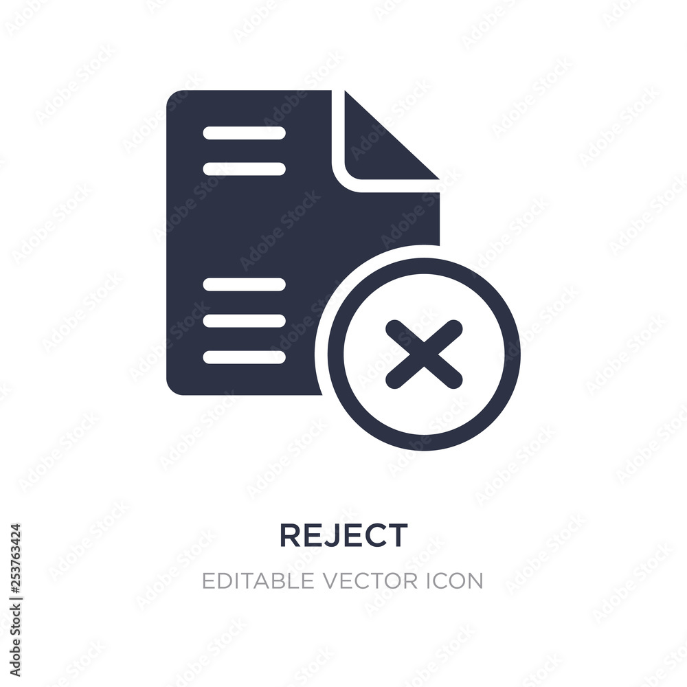 reject icon on white background. Simple element illustration from Files and folders concept. reject icon on white background. Simple element illustration from Files and folders concept.