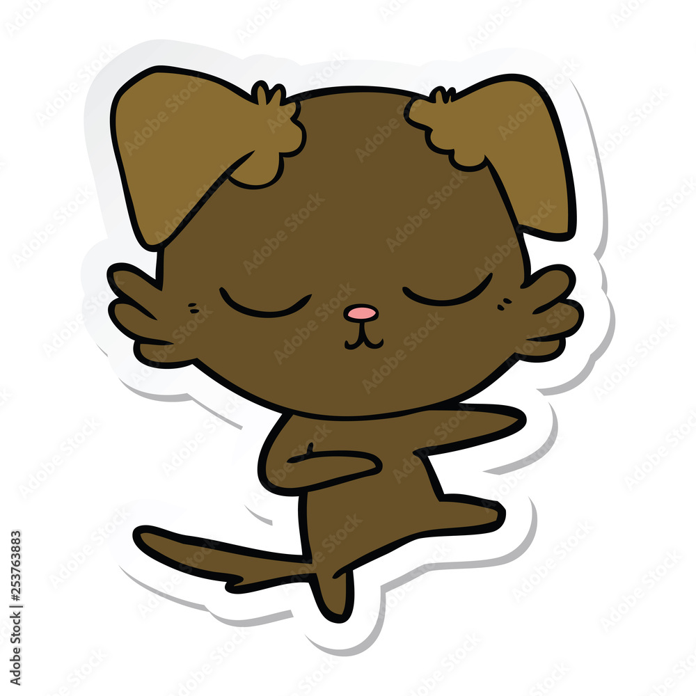 sticker of a cute cartoon dog