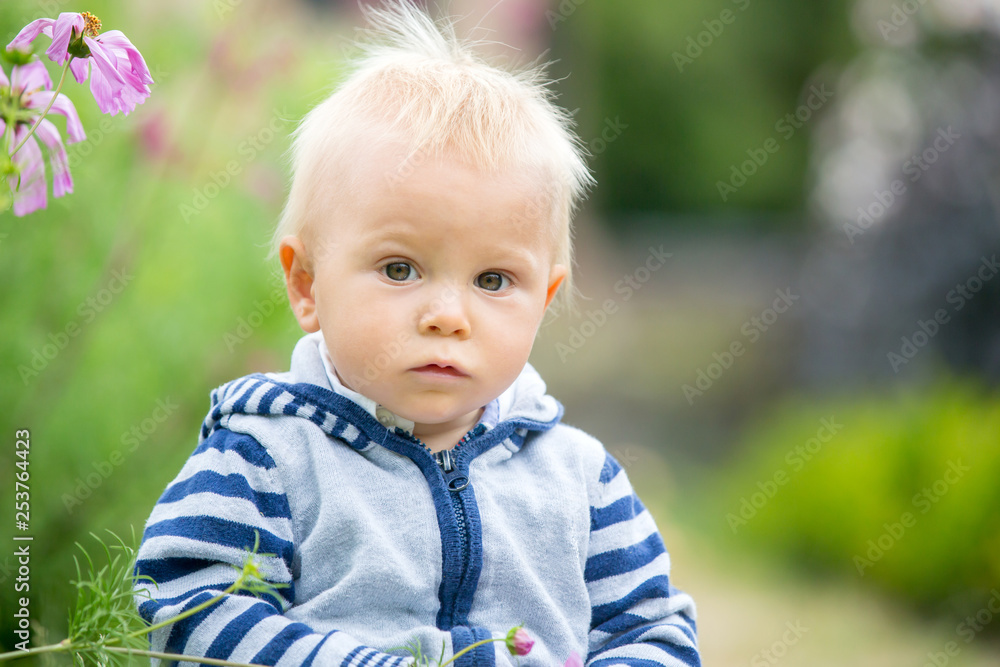 Beautiful child in amazing flower garden Beautiful child in amazing flower garden