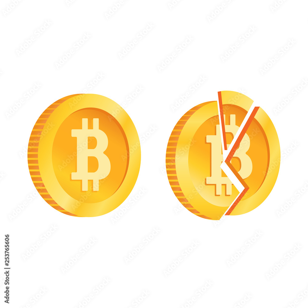 Broken bitcoin blockchain cryptocurrency Broken bitcoin blockchain cryptocurrency