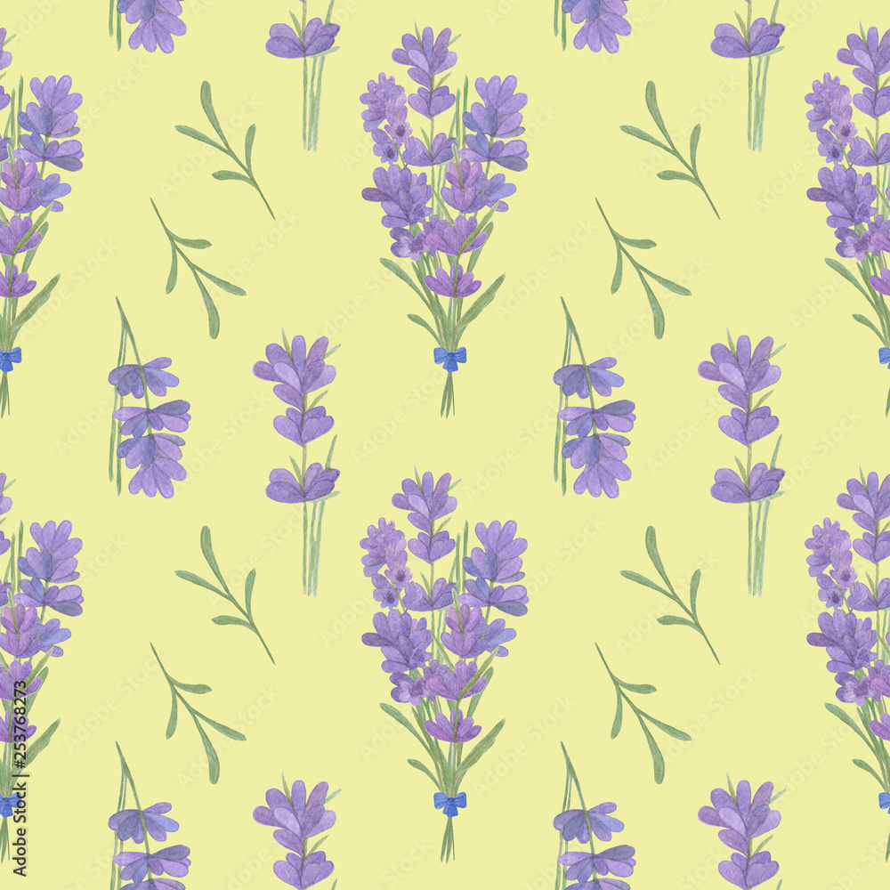 Lavender flowers on the light yellow background Stock Photo | Adobe Stock