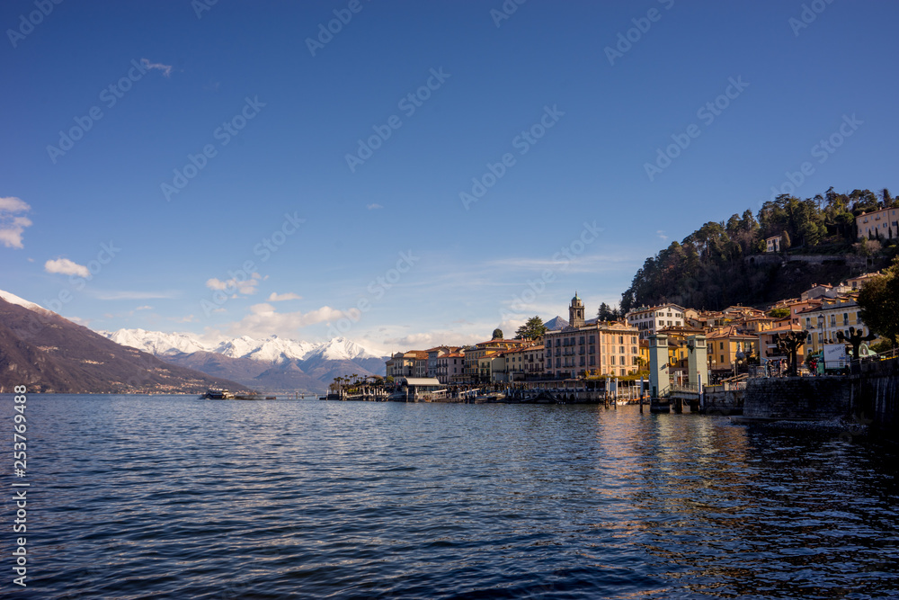 Europe, Italy, cityscape of Bellagio across lake Como