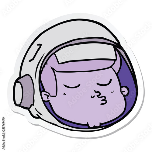 sticker of a cartoon astronaut face