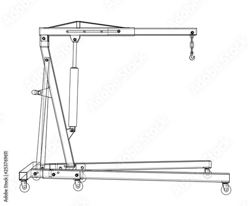 Engine hoist outline. Vector rendering of 3d