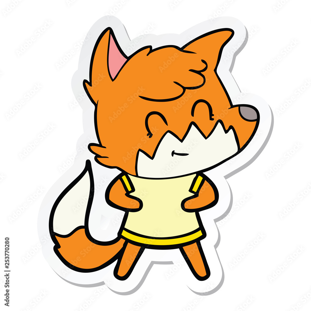 sticker of a cartoon friendly fox sticker of a cartoon friendly fox