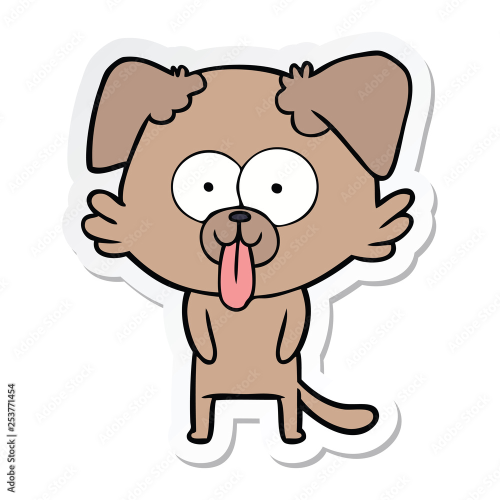sticker of a cartoon dog with tongue sticking out sticker of a cartoon dog with tongue sticking out