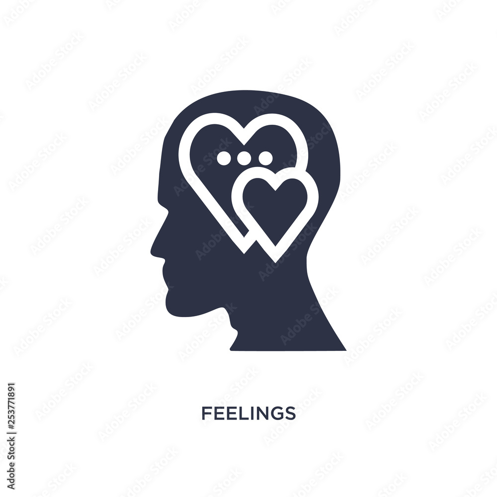 feelings icon on white background. Simple element illustration from brain process concept. feelings icon on white background. Simple element illustration from brain process concept.