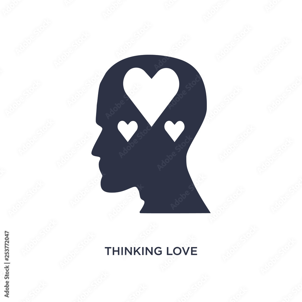 thinking love icon on white background. Simple element illustration from brain process concept.