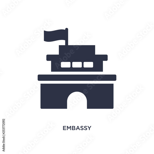 embassy icon on white background. Simple element illustration from buildings concept.