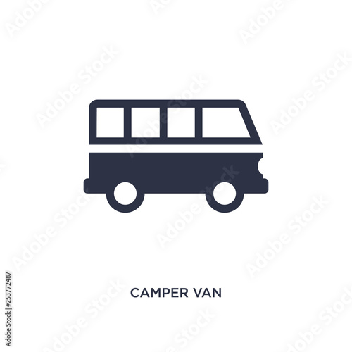 camper van icon on white background. Simple element illustration from camping concept.