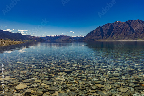 Panoramic photos of Lake Hawea and mountains, South Island, New Zealand photo