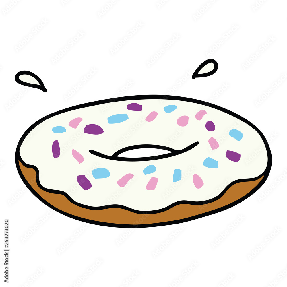 cartoon doodle of an iced ring donut cartoon doodle of an iced ring donut