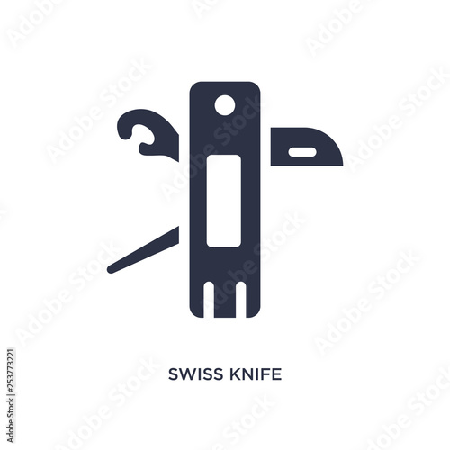 swiss knife icon on white background. Simple element illustration from camping concept.