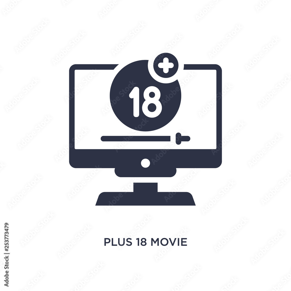 plus 18 movie icon on white background. Simple element illustration from cinema concept. plus 18 movie icon on white background. Simple element illustration from cinema concept.