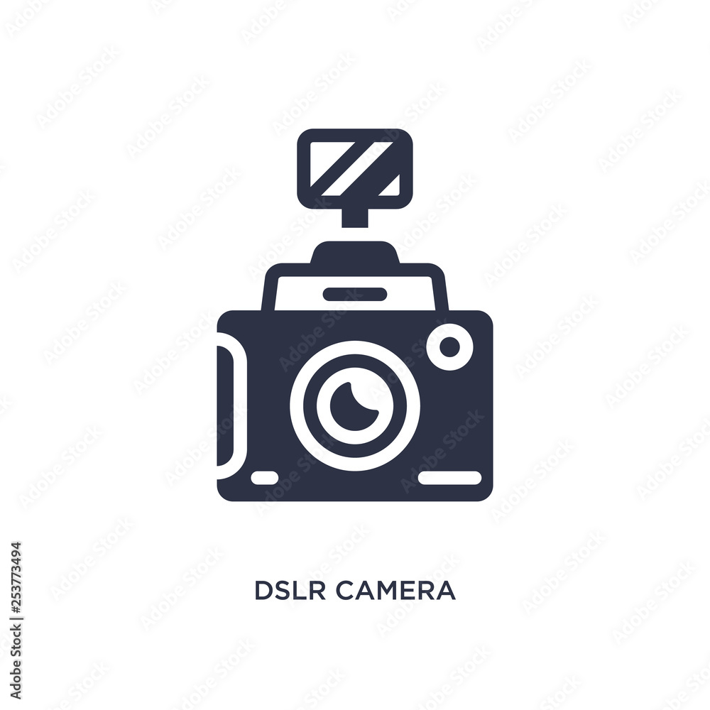 dslr camera icon on white background. Simple element illustration from cinema concept. dslr camera icon on white background. Simple element illustration from cinema concept.