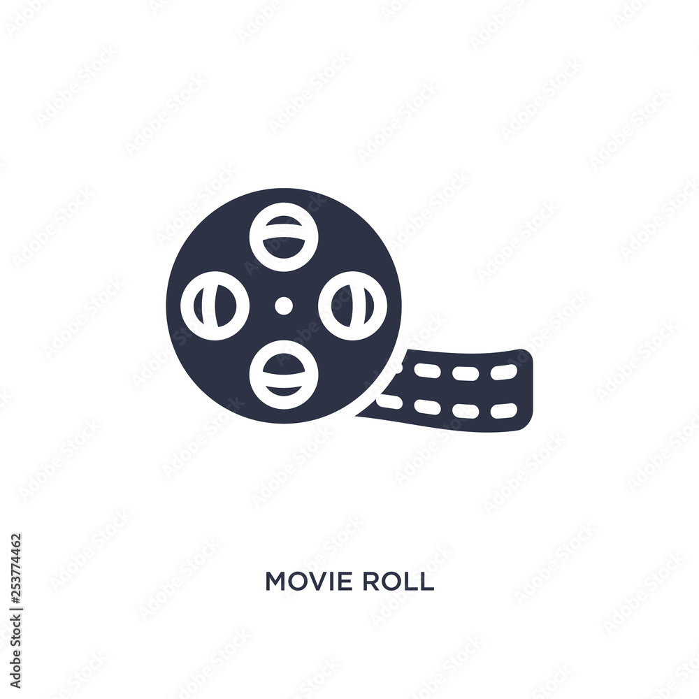 movie roll icon on white background. Simple element illustration from cinema concept. movie roll icon on white background. Simple element illustration from cinema concept.