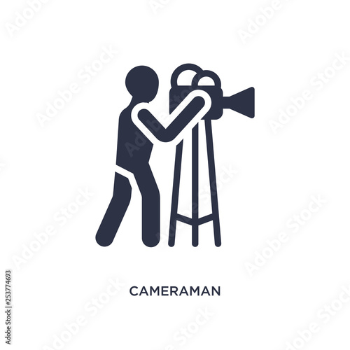 cameraman icon on white background. Simple element illustration from cinema concept.