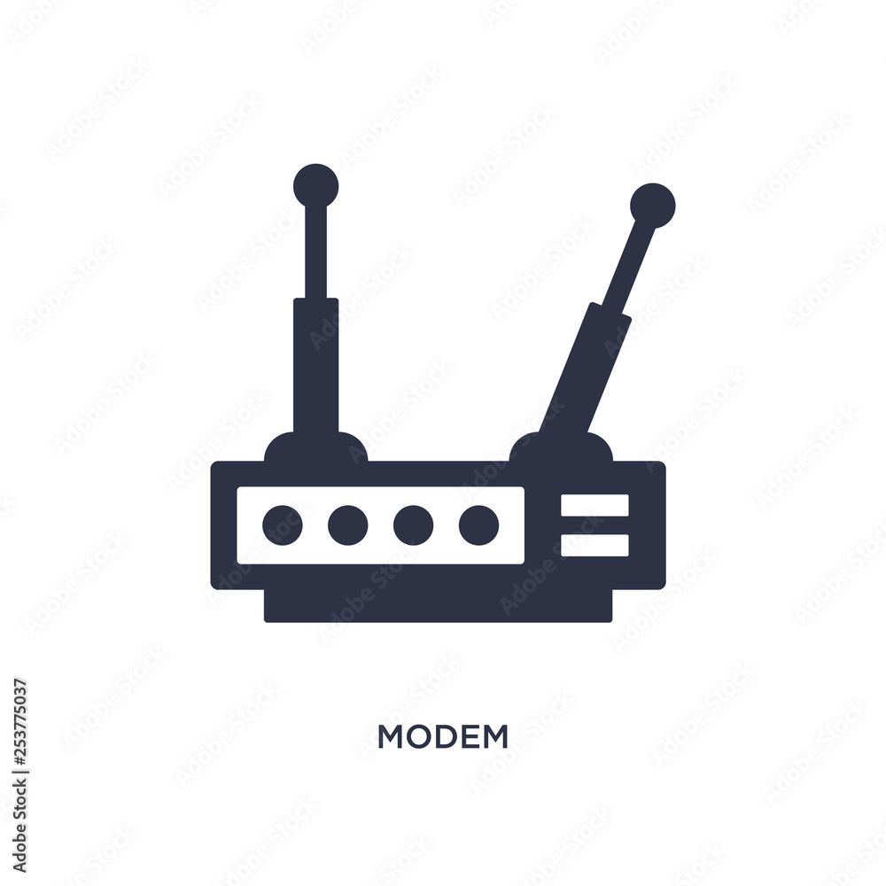 modem icon on white background. Simple element illustration from communication concept. modem icon on white background. Simple element illustration from communication concept.