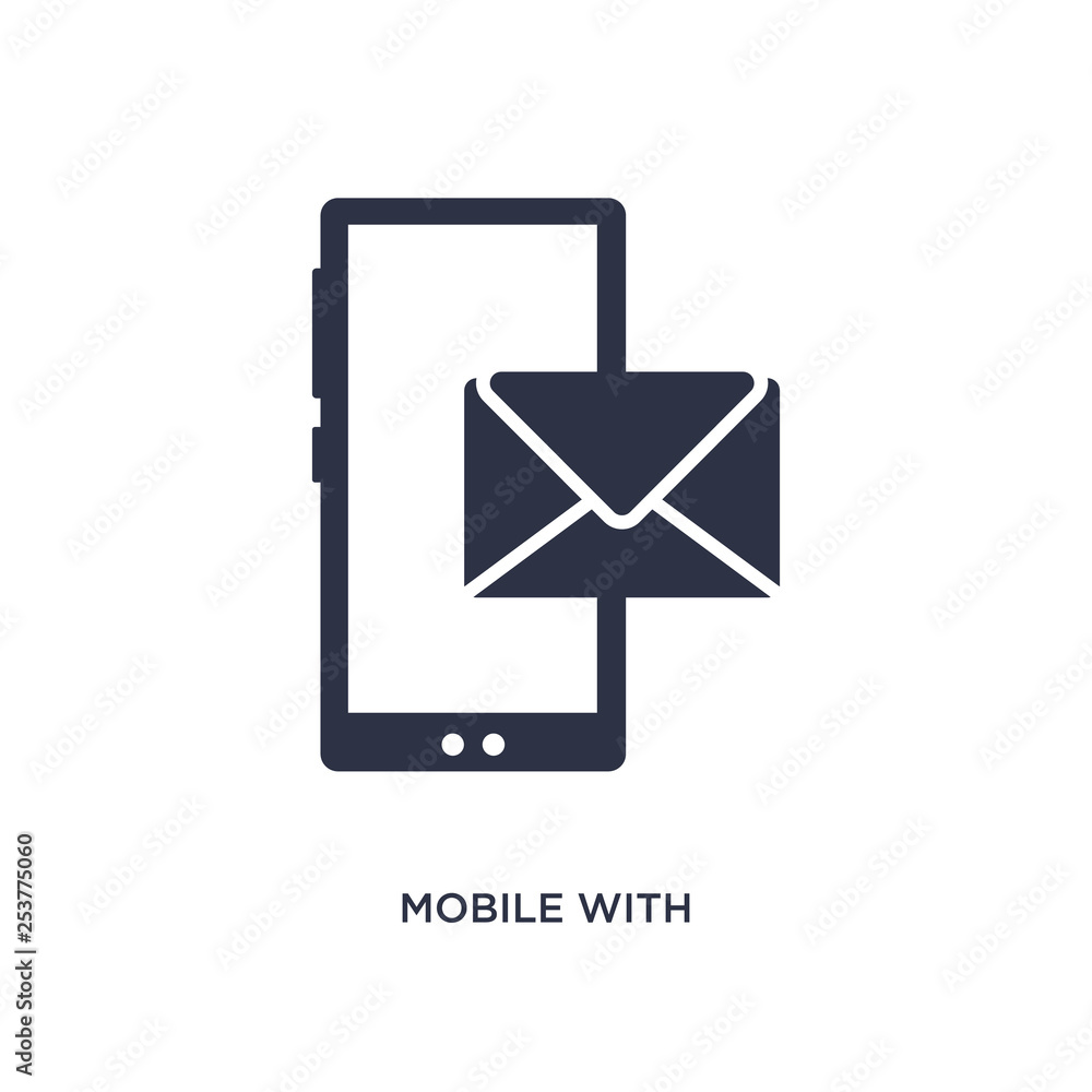 mobile with envelope icon on white background. Simple element illustration from communication concept. mobile with envelope icon on white background. Simple element illustration from communication concept.