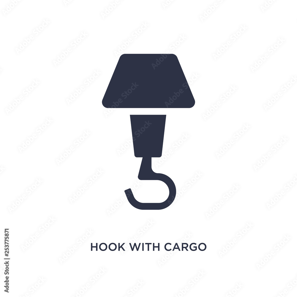 hook with cargo icon on white background. Simple element illustration from construction concept. hook with cargo icon on white background. Simple element illustration from construction concept.