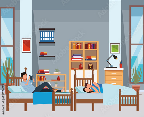 twin dormitory and couple coodle bed