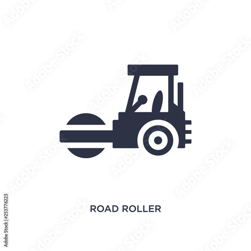 road roller icon on white background. Simple element illustration from tools concept.