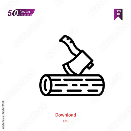 Outline woodcutter icon isolated on white background. Popular icons for 2019 year. Line pictogram. Graphic design, mobile application, logo, user interface. EPS 10 format vector