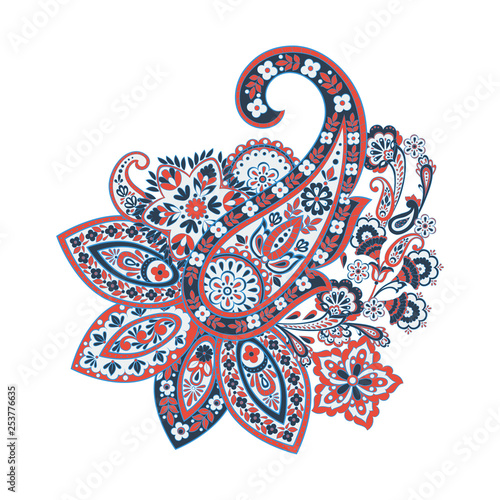 Paisley isolated. Card with paisley isolated for design. Paisley vector pattern. Embroidery floral vector seamless pattern.