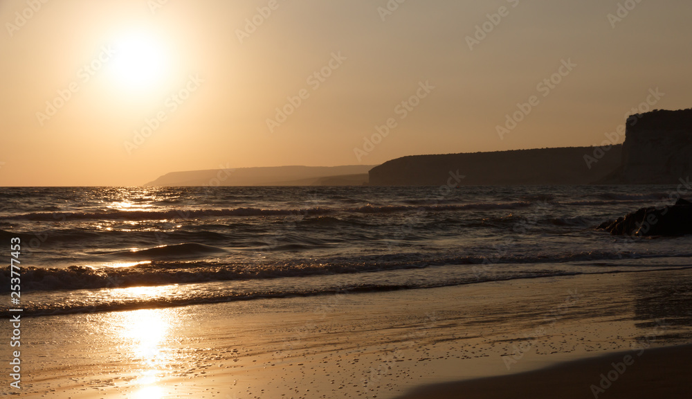 Sunset on shore of Mediterranean Sea, Cyprus Sunset on shore of Mediterranean Sea, Cyprus