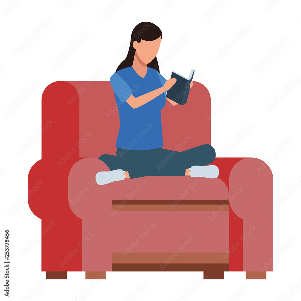 faceless woman reading and chair faceless woman reading and chair
