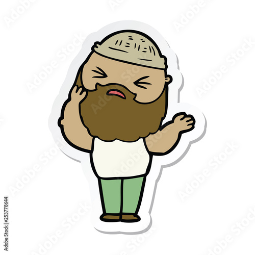 sticker of a cartoon man with beard