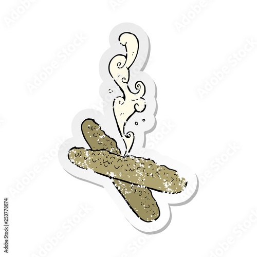 retro distressed sticker of a cartoon freshly baked bread