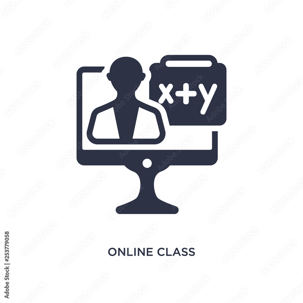 online class icon on white background. Simple element illustration from education concept. online class icon on white background. Simple element illustration from education concept.