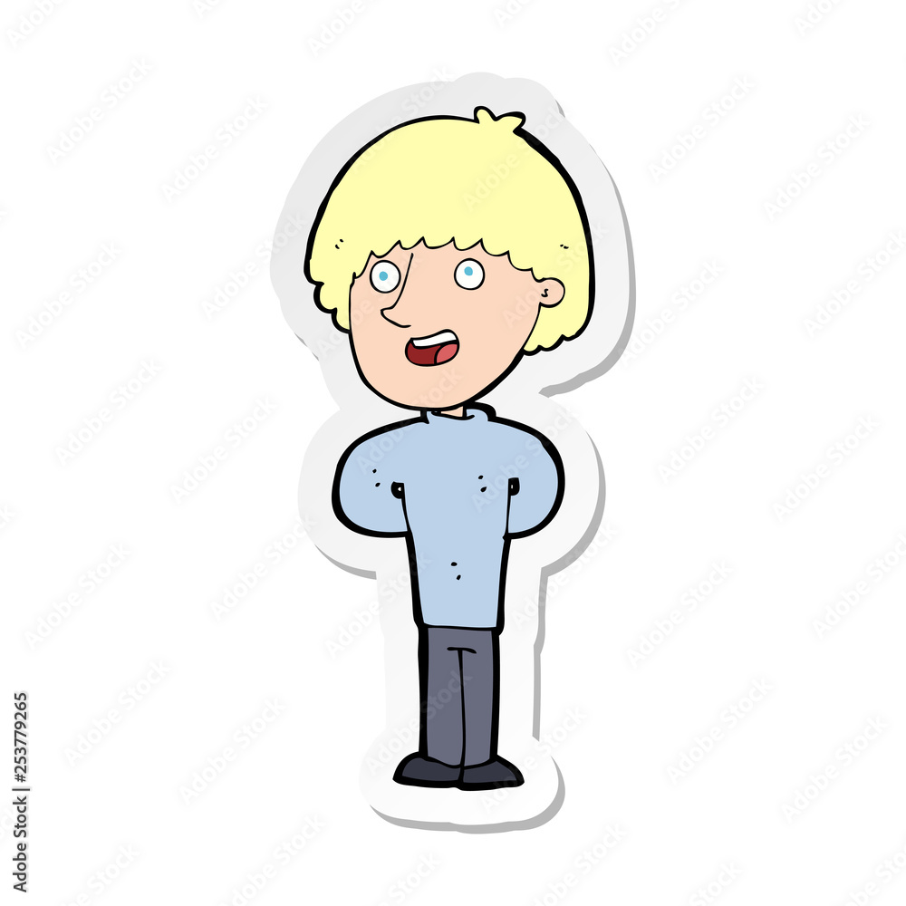 sticker of a cartoon happy man sticker of a cartoon happy man