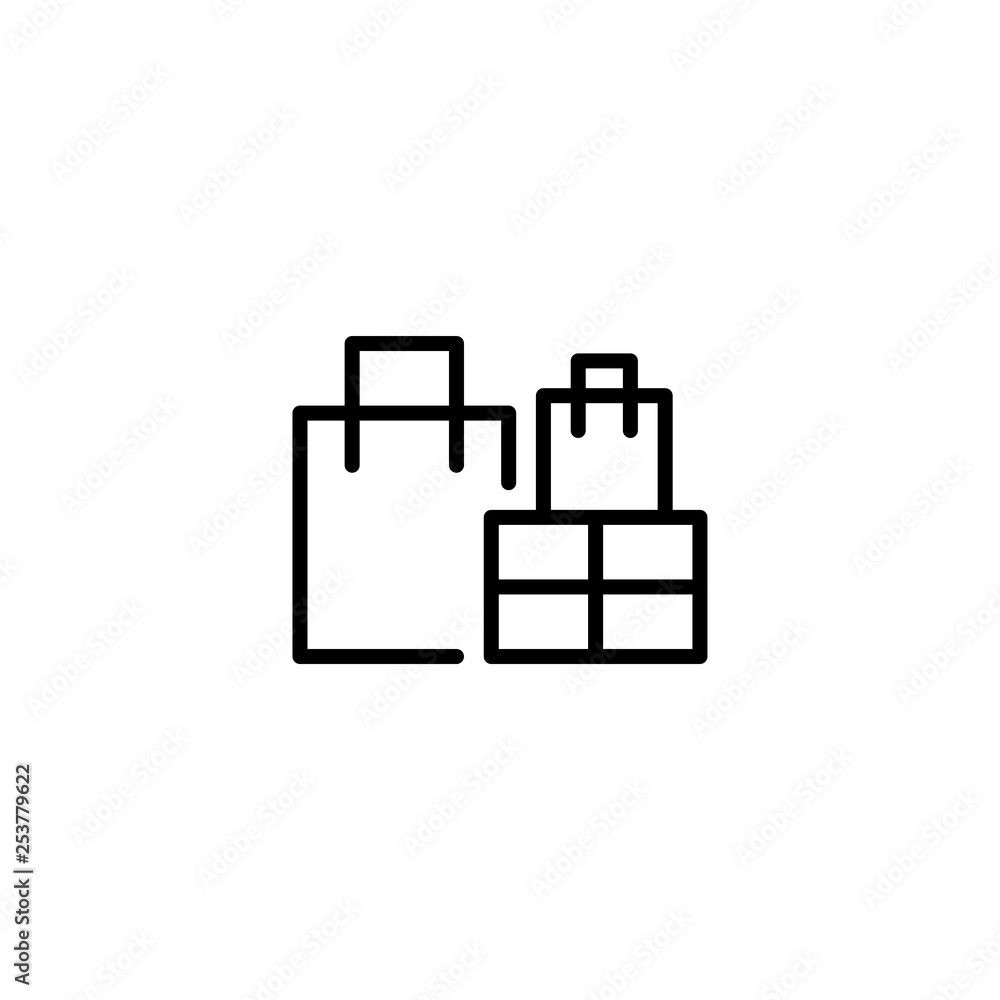 Bag and gift icon. Shopping sign Bag and gift icon. Shopping sign